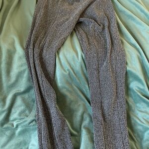 Gray Herringbone Patterned Pants